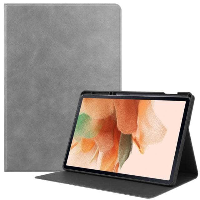 CaseBuddy Australia Casebuddy gray / for Tab S8 Ultra Smart Tab S8 Ultra X906 Protective Magnetic Adsorption Cowhide Leather Case