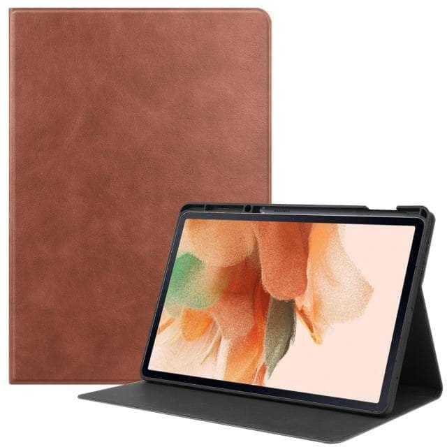 CaseBuddy Australia Casebuddy brown / for Tab S8 Ultra Smart Tab S8 Ultra X906 Protective Magnetic Adsorption Cowhide Leather Case