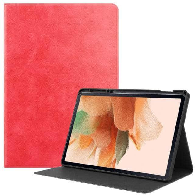 CaseBuddy Australia Casebuddy red / for Tab S8 Ultra Smart Tab S8 Ultra X906 Protective Magnetic Adsorption Cowhide Leather Case