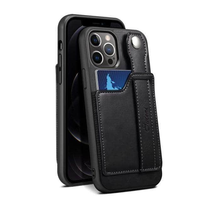 CaseBuddy Australia Casebuddy For Iphone 13 / black Suteni Card Simplicity iPhone 13 & 13 Pro Leather Case