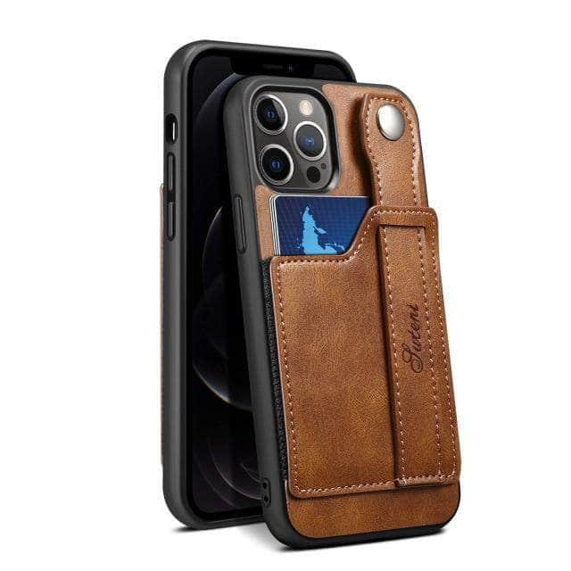 CaseBuddy Australia Casebuddy For Iphone 13 / Brown Suteni Card Simplicity iPhone 13 & 13 Pro Leather Case