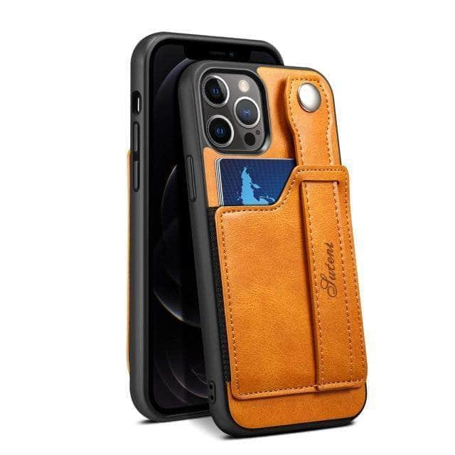 CaseBuddy Australia Casebuddy For Iphone 13 / Beige Suteni Card Simplicity iPhone 13 & 13 Pro Leather Case