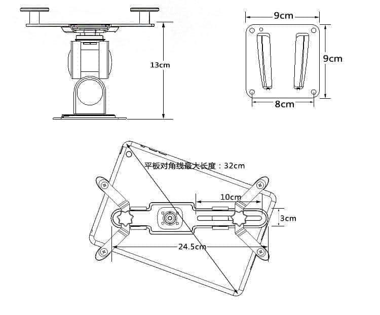 CaseBuddy Casebuddy Tablet Wall Mount 4 to 12 inch Universal Adjustable Hanging Bracket Stand