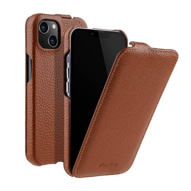 CaseBuddy Australia Casebuddy For iPhone 13 ProMax / brown Vertical Open Genuine iPhone 13 Pro Max Business Wallet Case