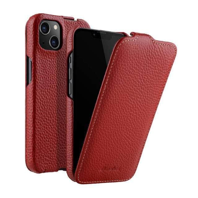 CaseBuddy Australia Casebuddy For iPhone 13 ProMax / red Vertical Open Genuine iPhone 13 Pro Max Business Wallet Case