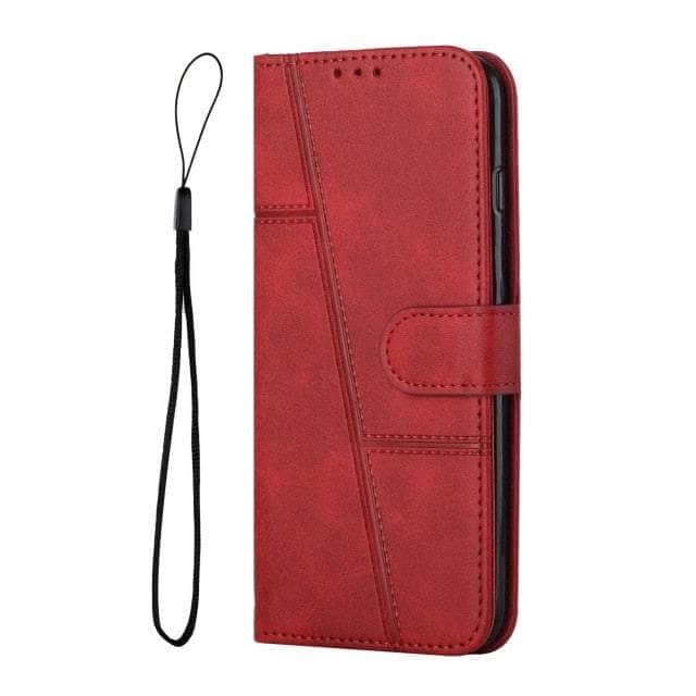 CaseBuddy Australia For S22 / Red Wallet Leather S22 Lanyard Case