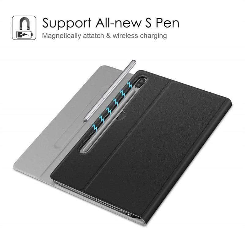 Wireless Bluetooth Keyboard Case Galaxy Tab S6 2019 T865 T860 Smart Case Pencil Holder - CaseBuddy