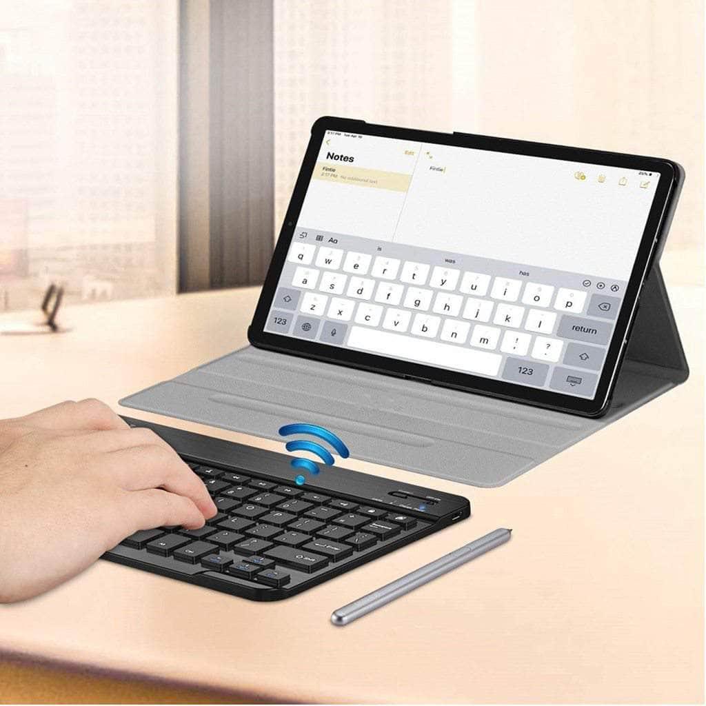 Wireless Bluetooth Keyboard Case Galaxy Tab S6 2019 T865 T860 Smart Case Pencil Holder - CaseBuddy