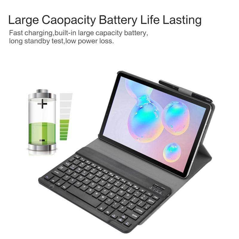 Wireless Bluetooth Keyboard Case Galaxy Tab S6 2019 T865 T860 Smart Case Pencil Holder - CaseBuddy