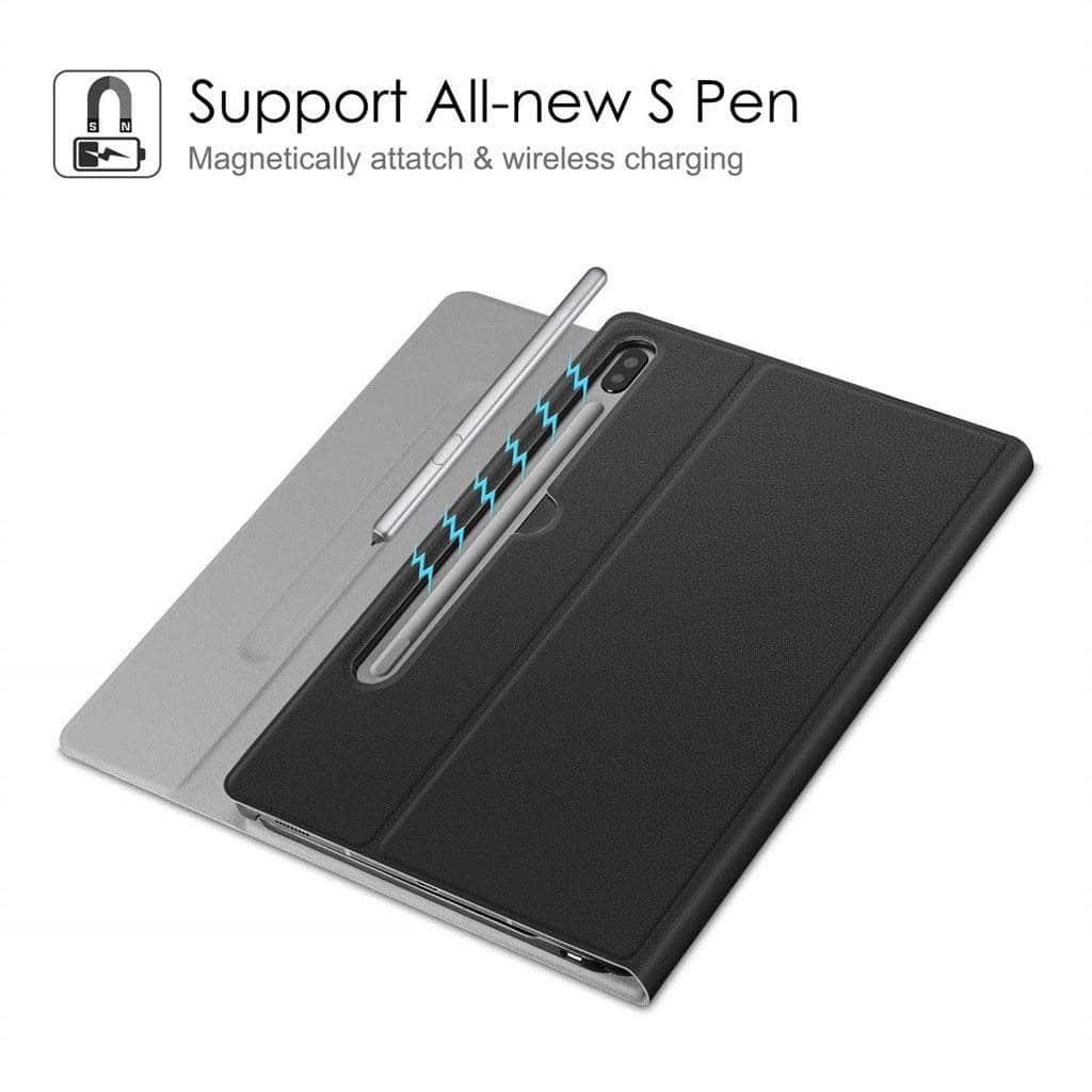Wireless Bluetooth Keyboard Case Galaxy Tab S6 2019 T865 T860 Smart Case Pencil Holder - CaseBuddy