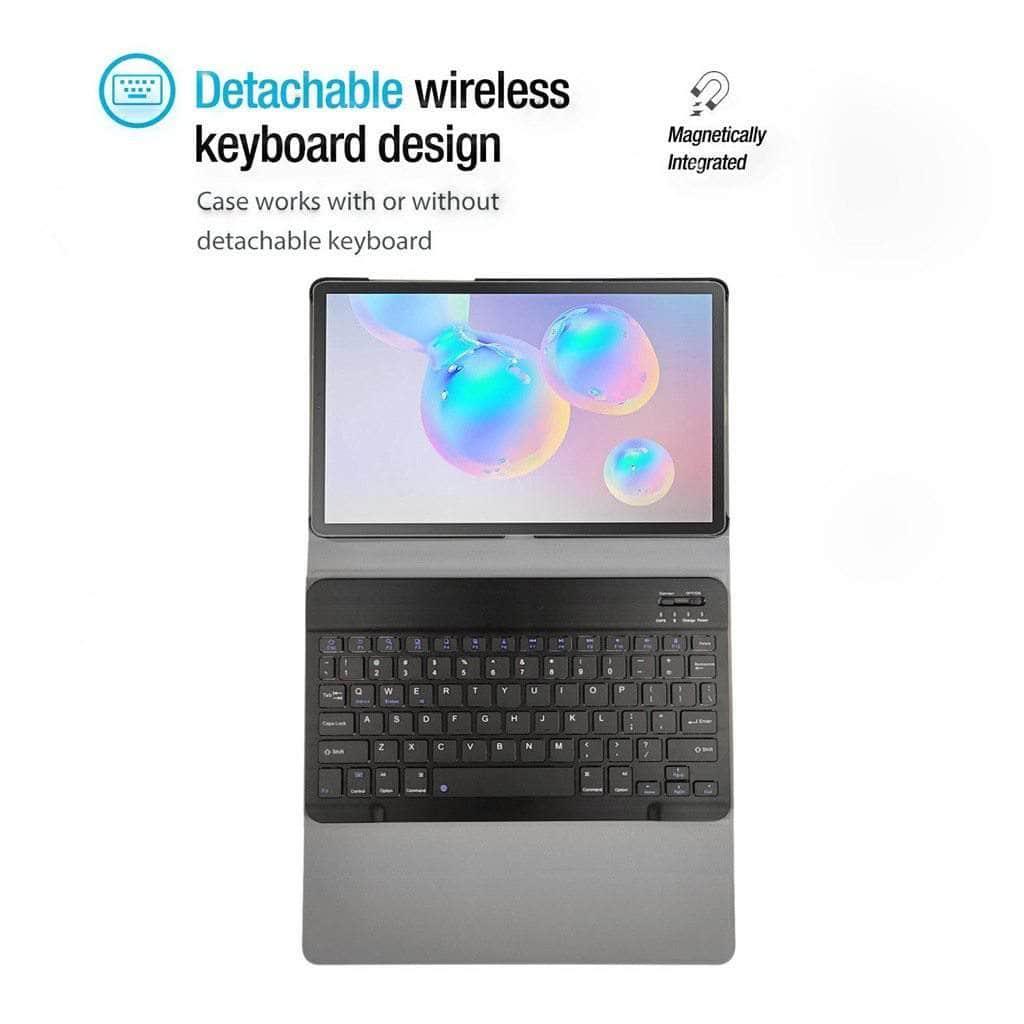 Wireless Bluetooth Keyboard Case Galaxy Tab S6 2019 T865 T860 Smart Case Pencil Holder - CaseBuddy