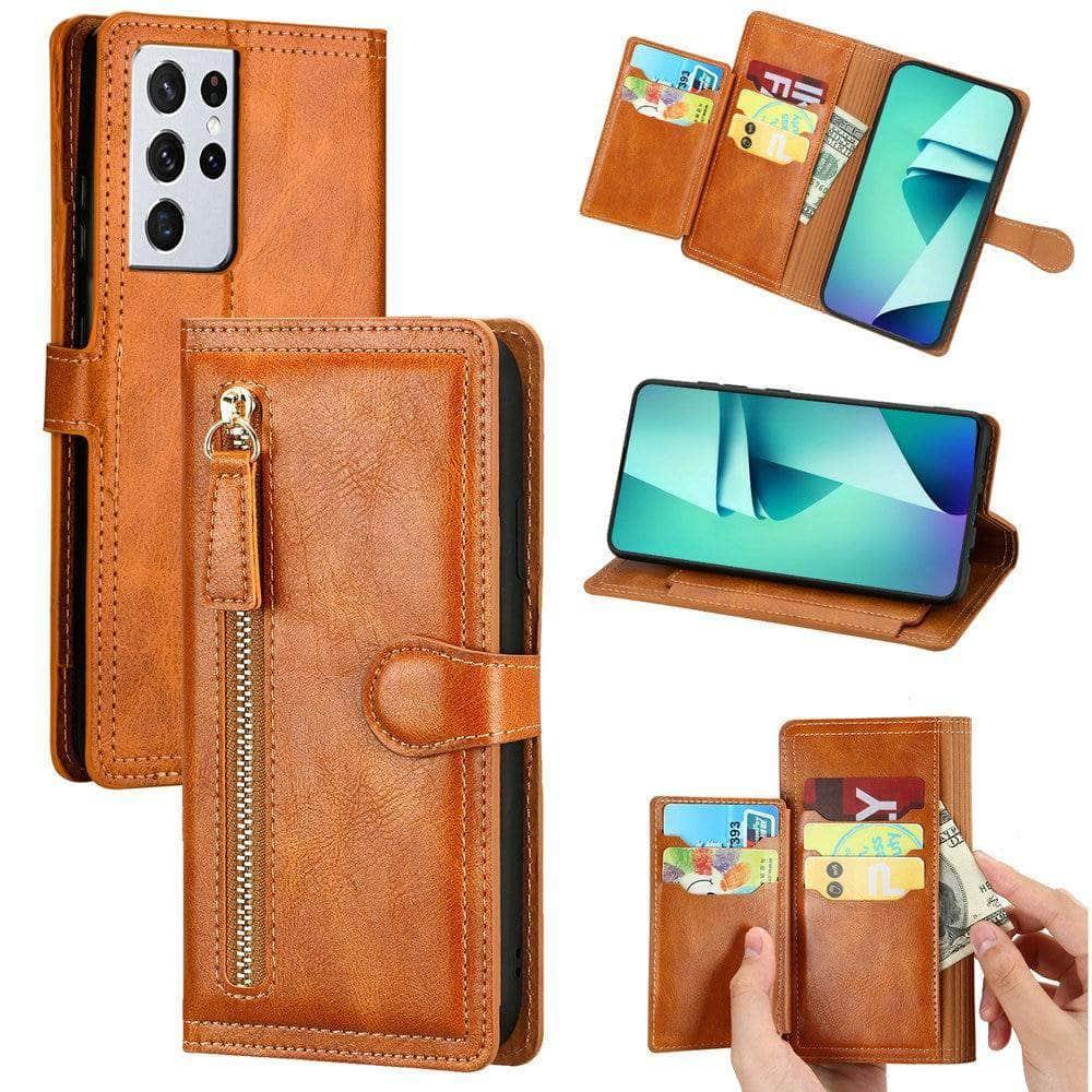 CaseBuddy Australia Casebuddy Zipper Leather Card Slot Flip Galaxy S21 Case