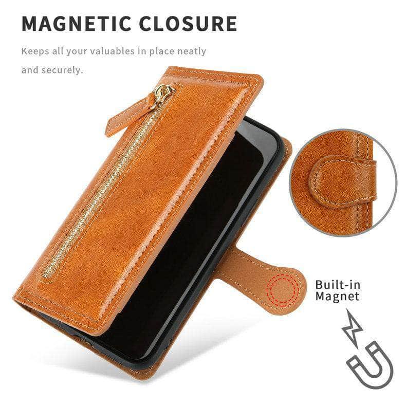 CaseBuddy Australia Casebuddy Zipper Leather Card Slot Flip Galaxy S21 Case